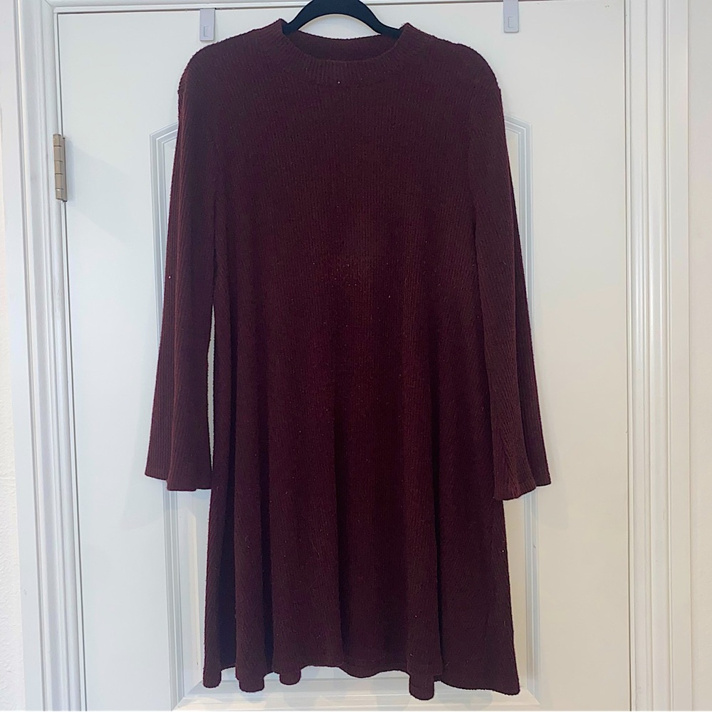 Old Navy Maroon Bell-Sleeve Sweater Dress